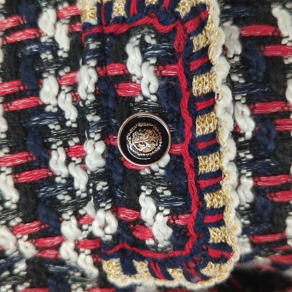 NWT Zara Plaid Boxy Tweed Jacket Black Red M preppy french business causal fall - Picture 5 of 8